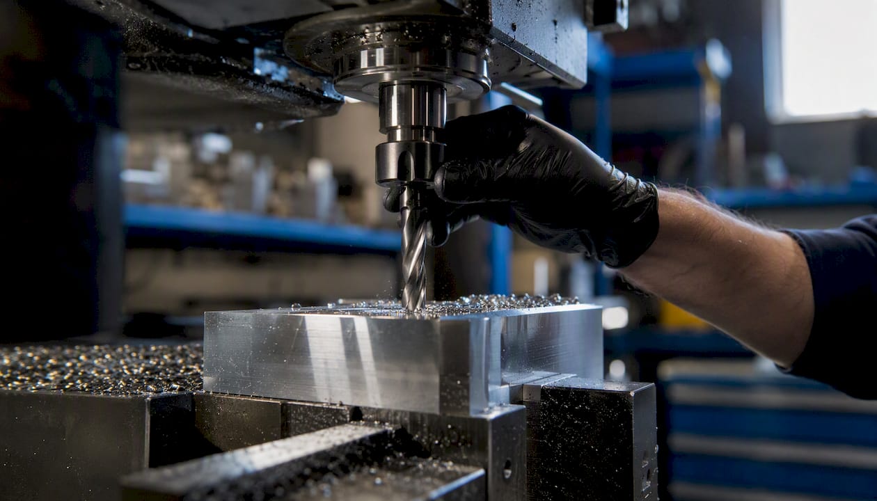 Machining 6061 aluminum block with CNC tool