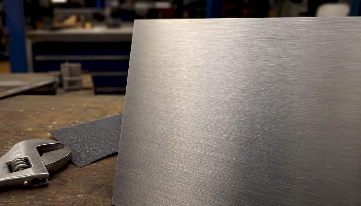 No.4 brushed stainless steel surface detail