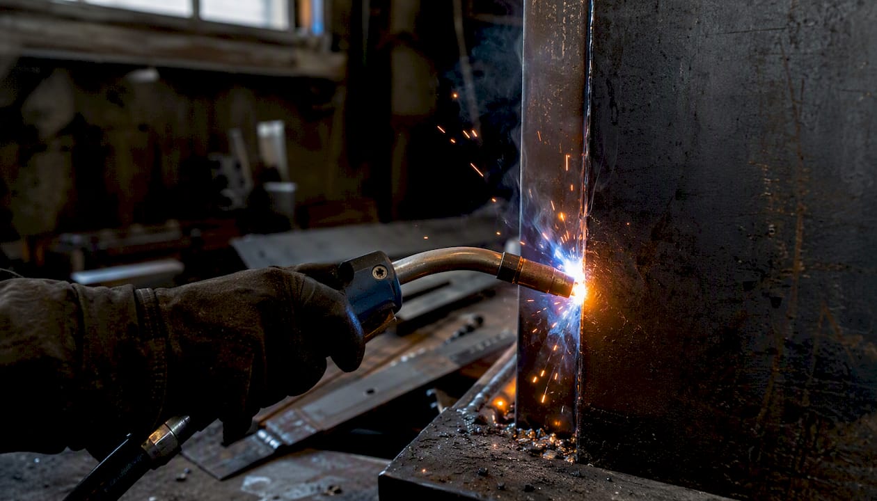 MIG welding gun feeding consumable wire