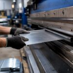 Hands hemming sheet metal flange on press brake