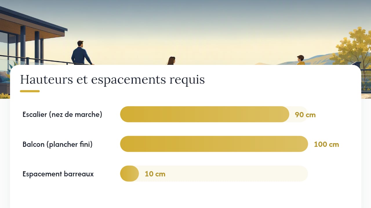 Tableau comparatif des critères de hauteur de garde-corps et des normes en vigueur