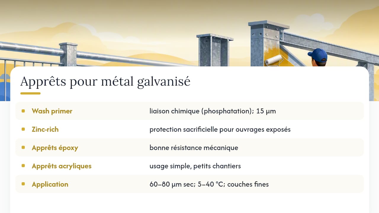 Quel apprêt utiliser pour peindre du métal galvanisé ? — overview diagram