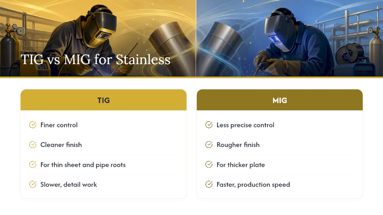 Diagram comparing TIG and MIG welding methods