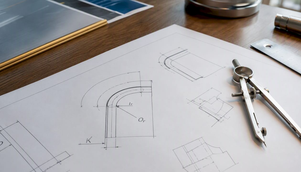 Présentation des symboles utilisés en dessin technique pour représenter le rayon de pliage des tôles
