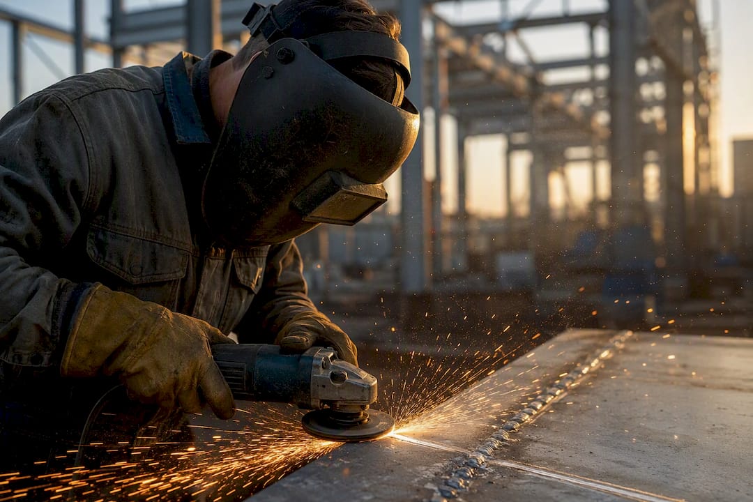 Ponçage d’un revêtement en zinc sur une surface en acier