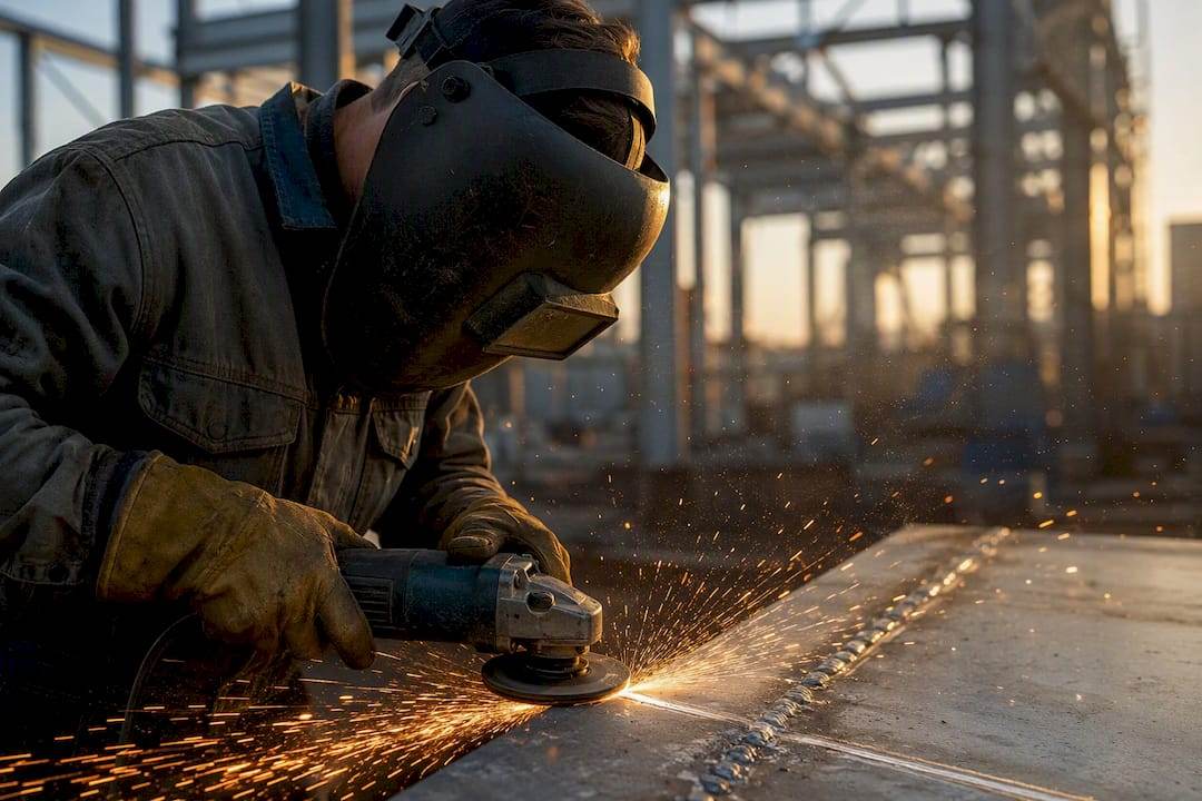 Ponçage d’un revêtement en zinc sur une surface en acier
