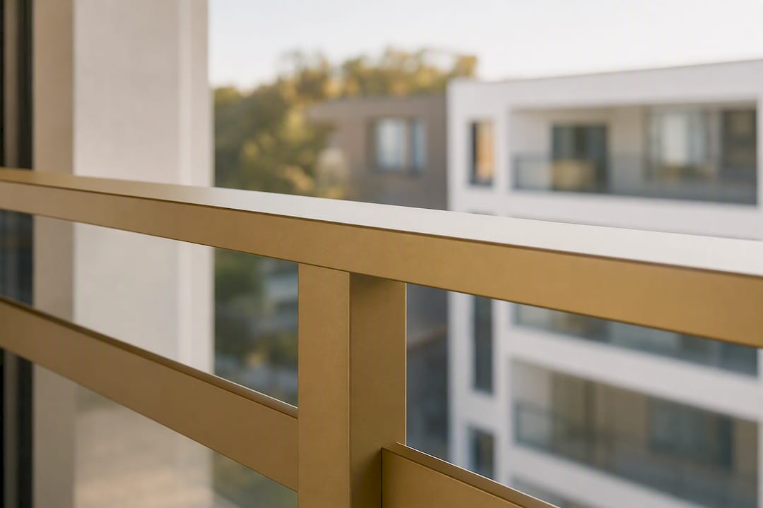 Section de main courante en aluminium avec finition thermolaquée