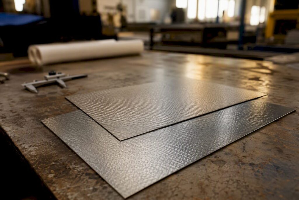Close-up stainless steel 304 and 316 sheets