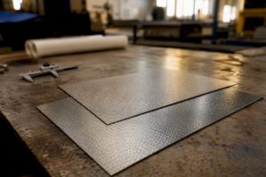 Close-up stainless steel 304 and 316 sheets