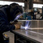 Gros plan sur le soudage TIG de l'aluminium