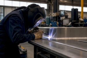 Gros plan sur le soudage TIG de l'aluminium