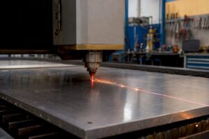 Laser beam cutting steel sheet closely