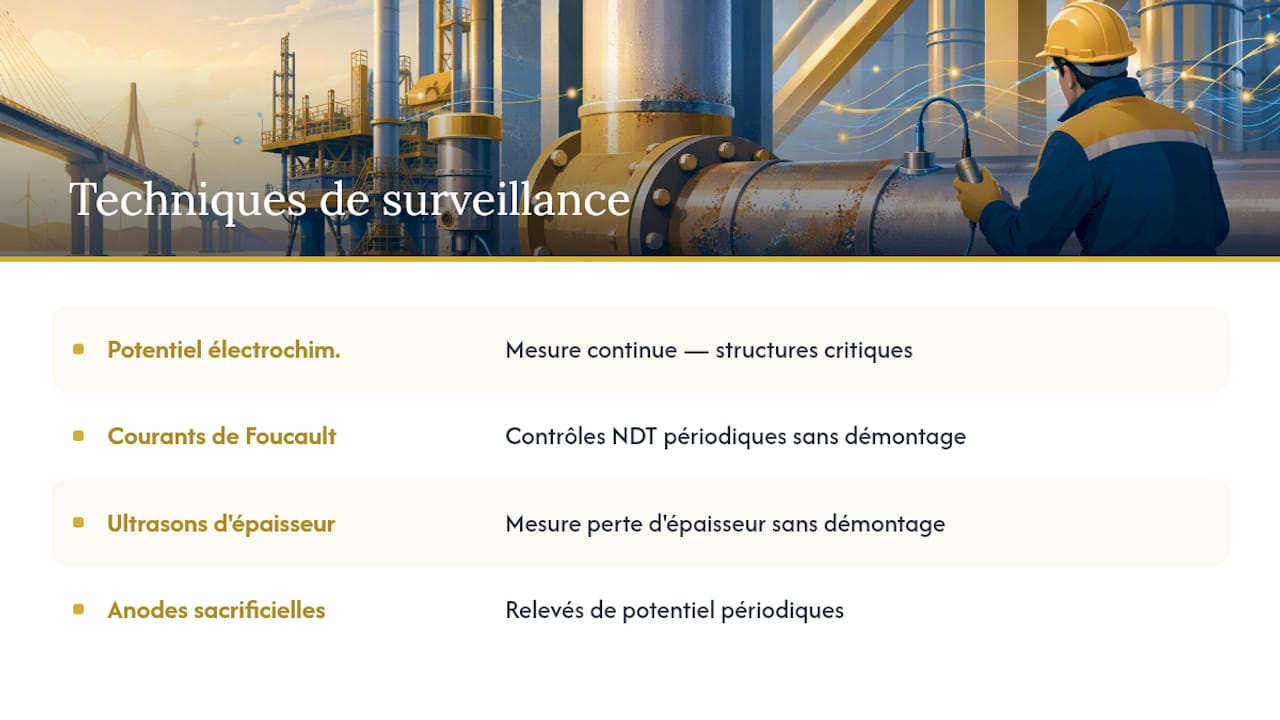 Schéma comparatif des technologies de surveillance de la corrosion