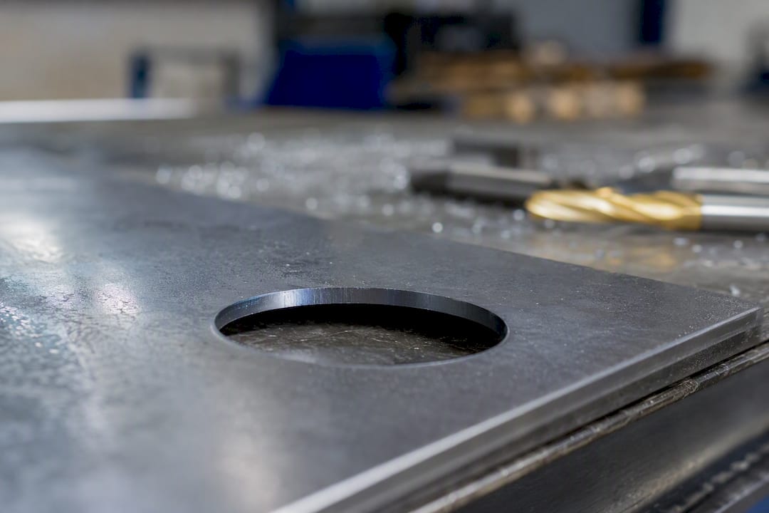 Close-up of laser cut metal kerf edge