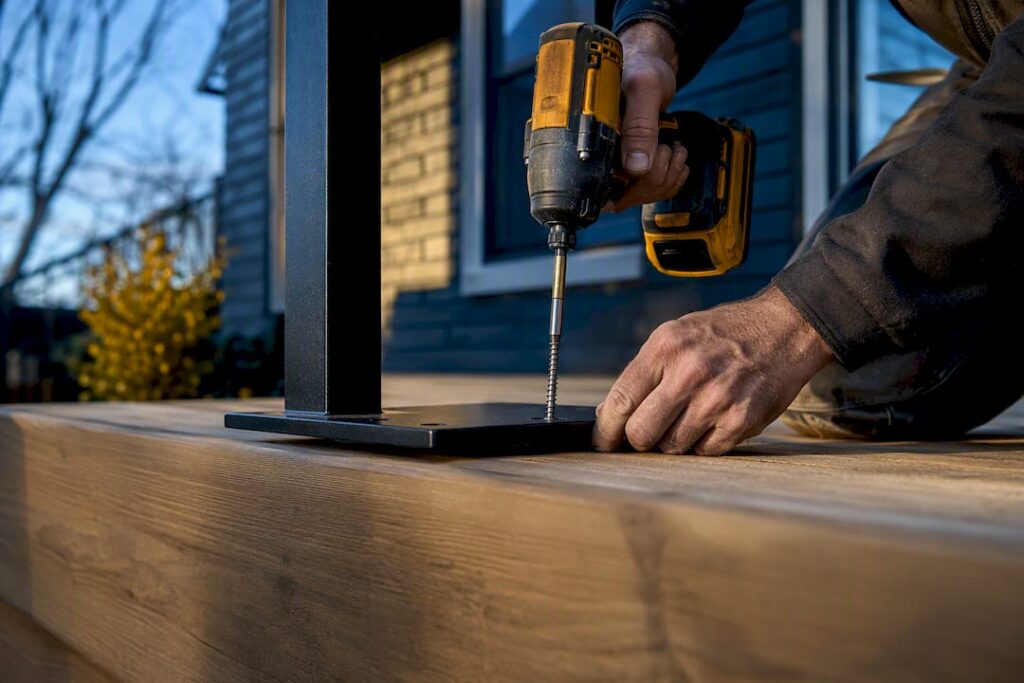 Fixation métallique sur une solive en bois