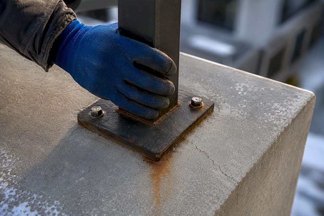 Inspection d'un ancrage rouillé dans un béton fissuré