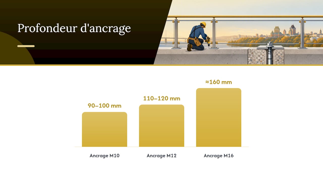 Comparaison des profondeurs d'ancrage M10 et M12