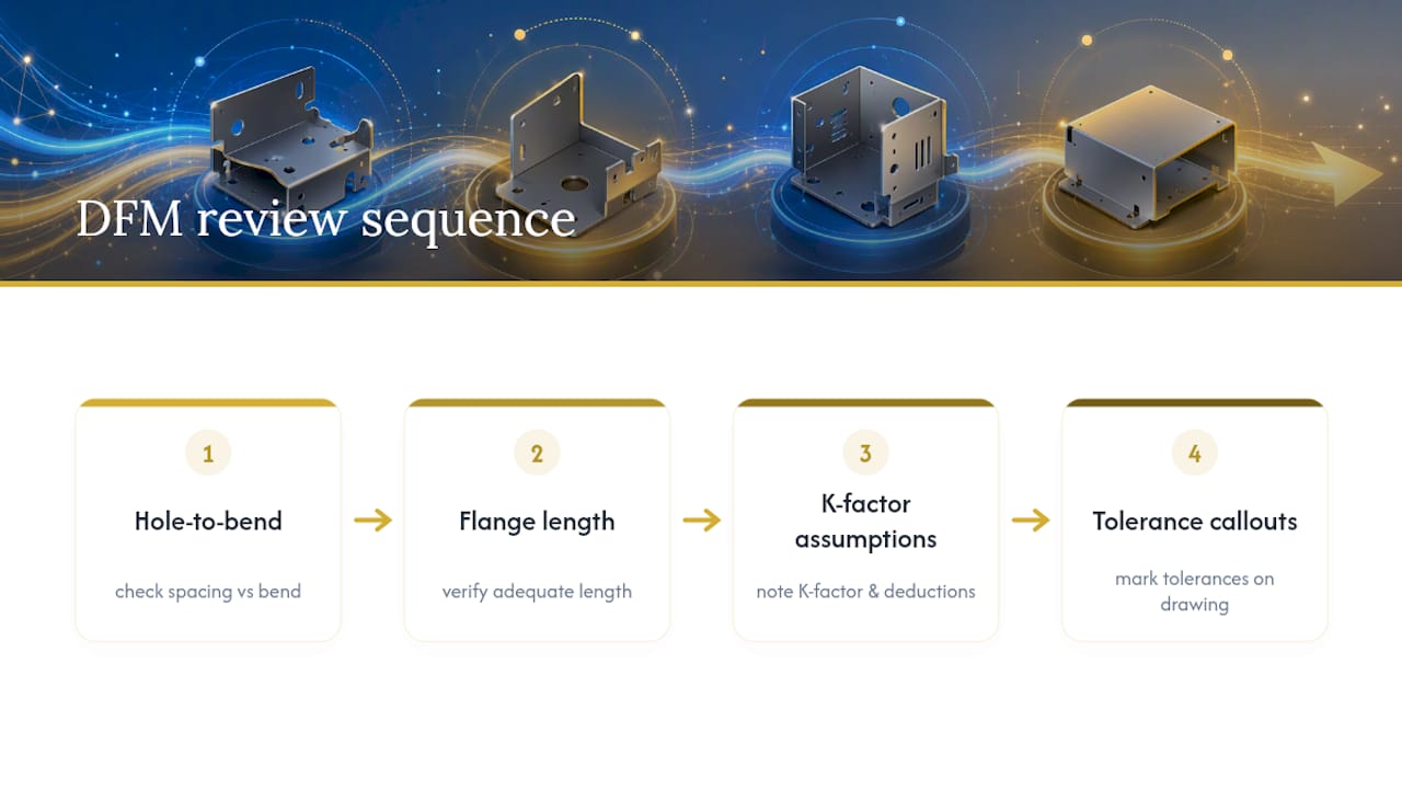 Four-step sheet metal DFM review sequence