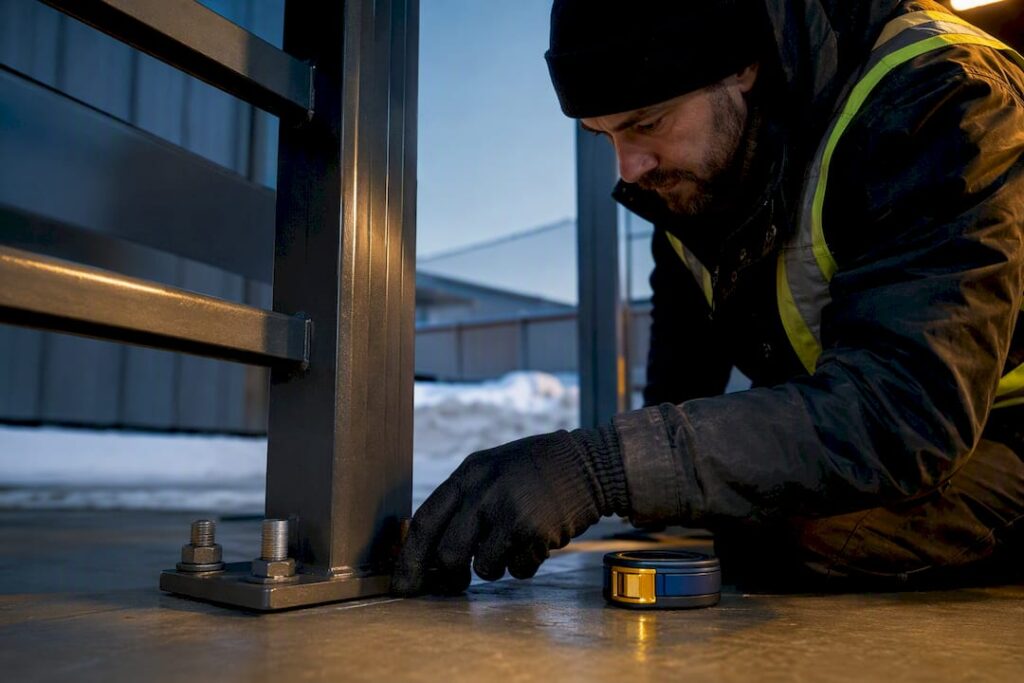 Contrôle d’une fixation de garde-corps en métal