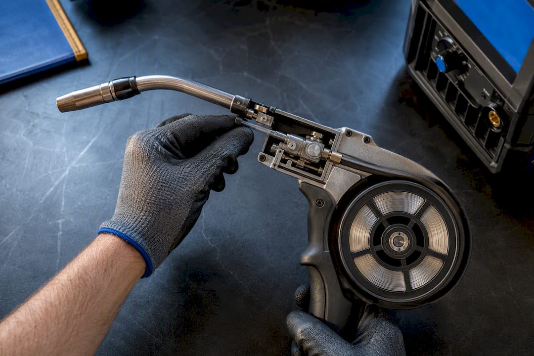Aluminum MIG spool gun and wire feed
