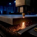 Laser cutting thick steel production plate