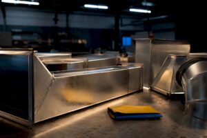 Partial duct sections in a fabrication shop