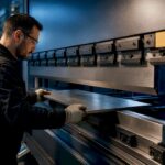 CNC press brake forming a sheet-metal bend
