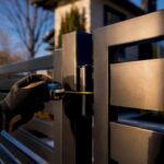 Cropped metal fence corner at Montreal property