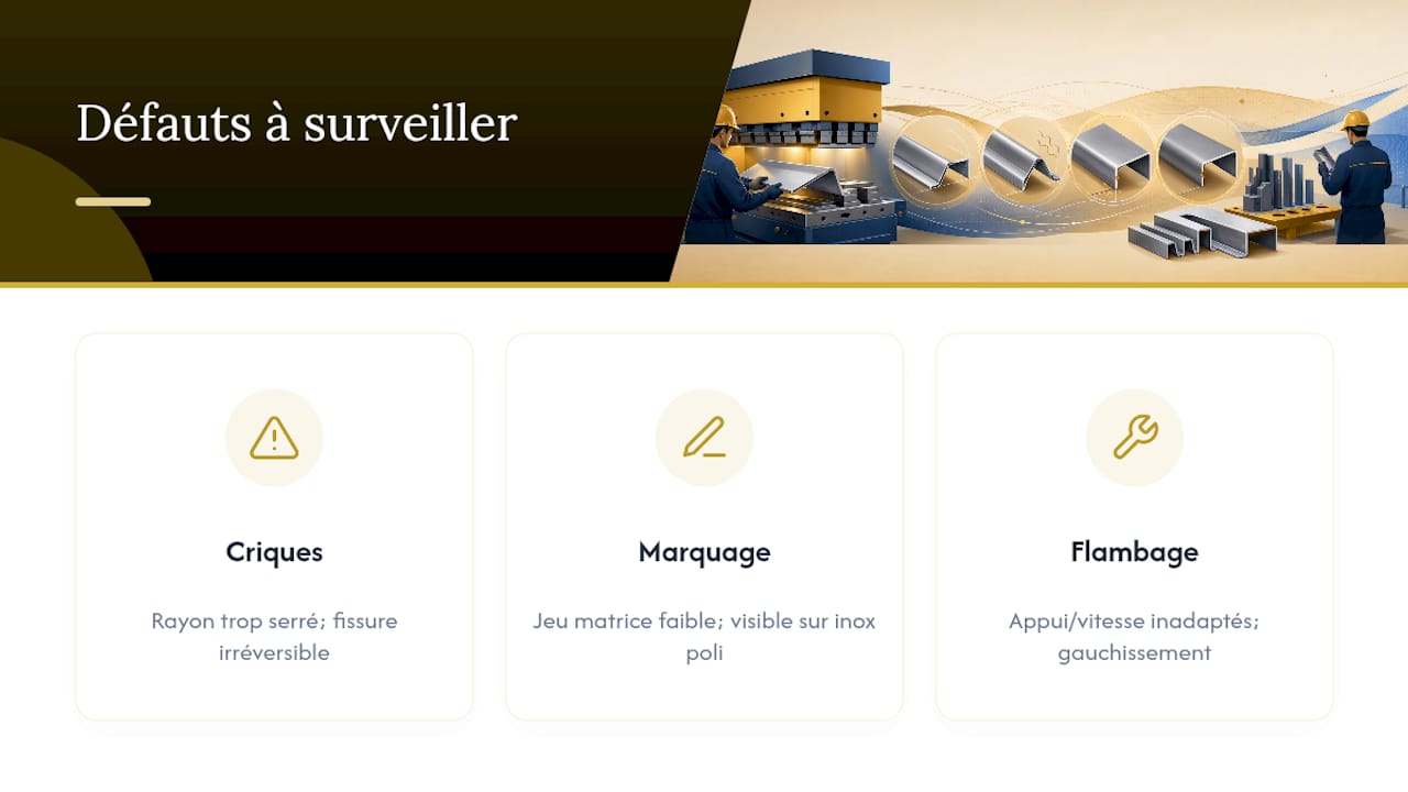 Trois défauts causés par le retour élastique