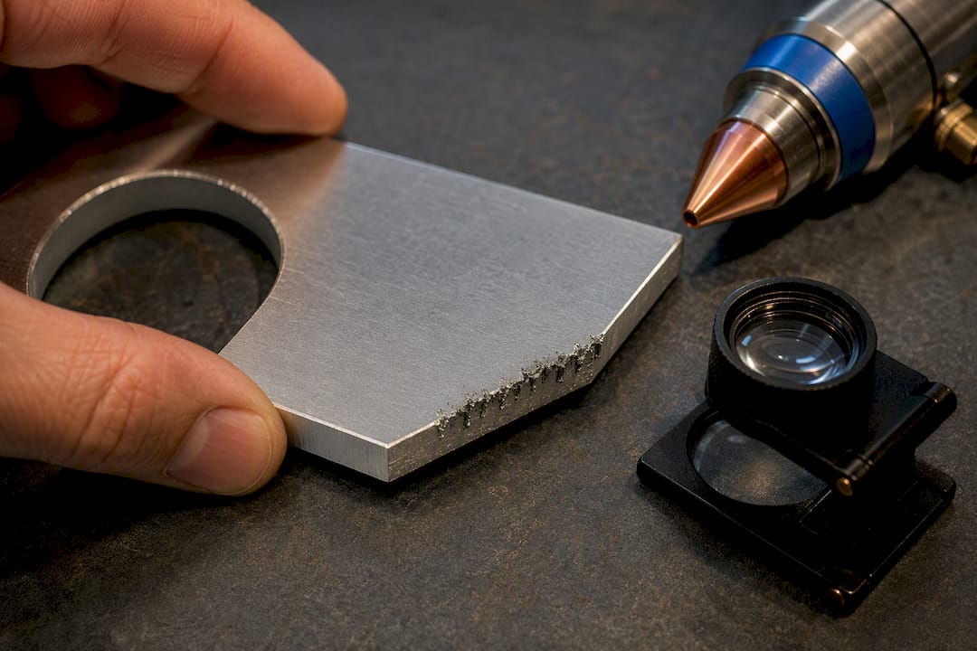 Inspecting dross on an aluminum cut edge