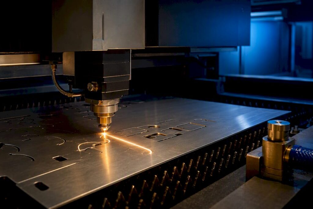 Fiber laser cutting an aluminum sheet