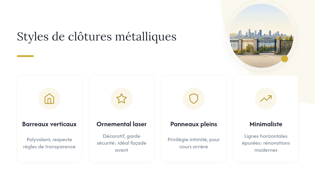 Comparaison de quatre types de clôtures métalliques
