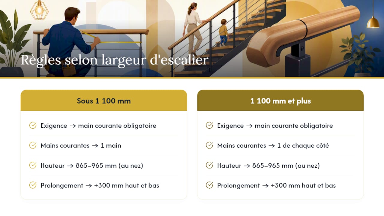 Jauge de largeur pour mains courantes