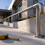 Détail de la main courante sur une rampe accessible