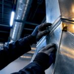 Partial HVAC duct seam in mechanical room