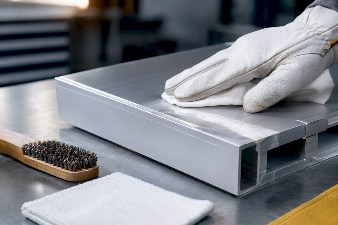 Contrôle tactile d’une surface en aluminium décapé