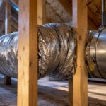 Compressed flexible duct beside rigid duct