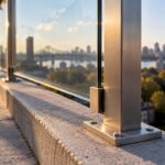 Glass and metal railing connection detail