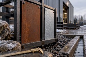 Corten and galvanized steel outdoors