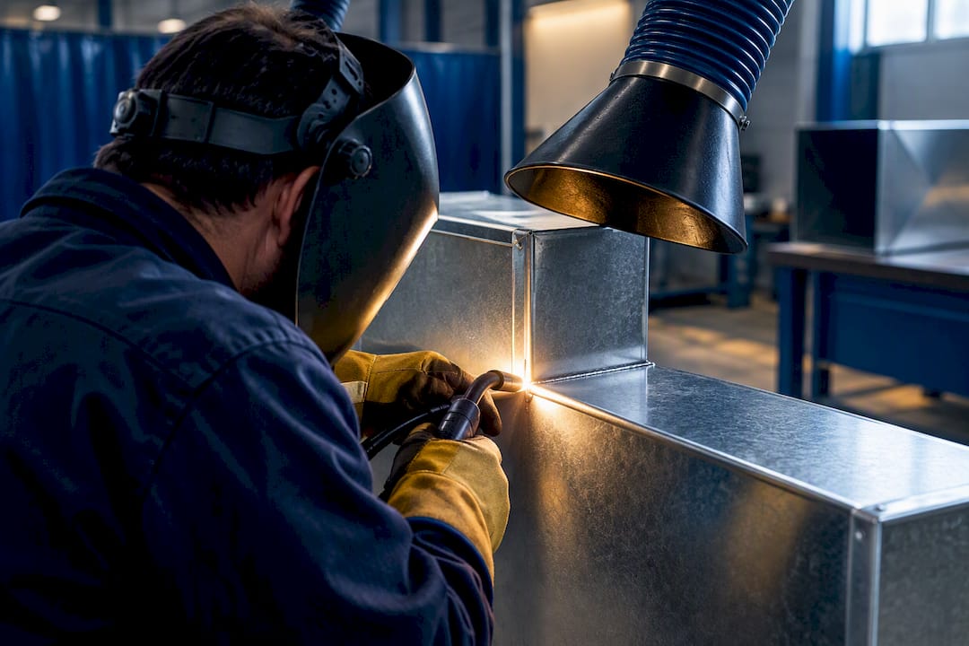 Fabricator welding galvanized sheet metal safely