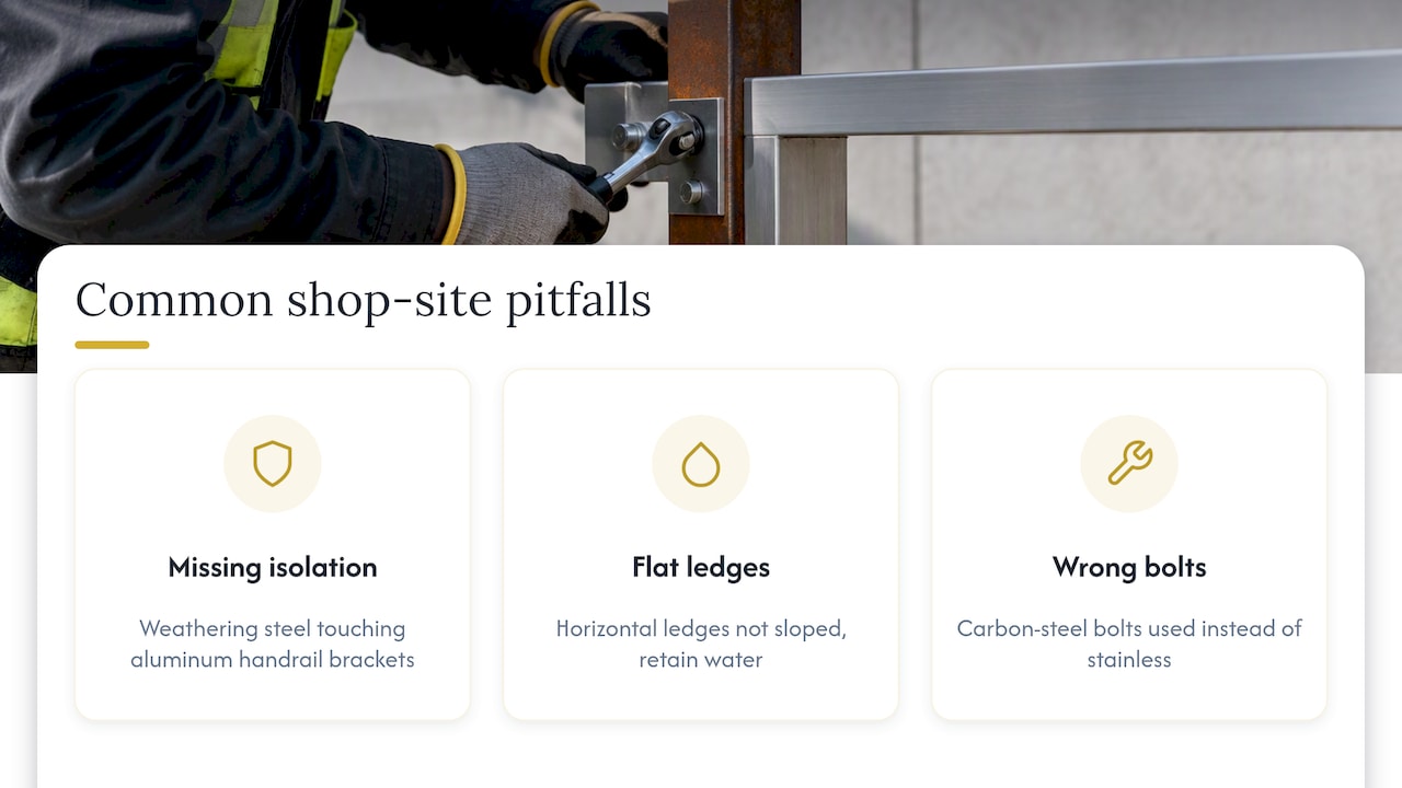 Three weathering steel detailing pitfalls