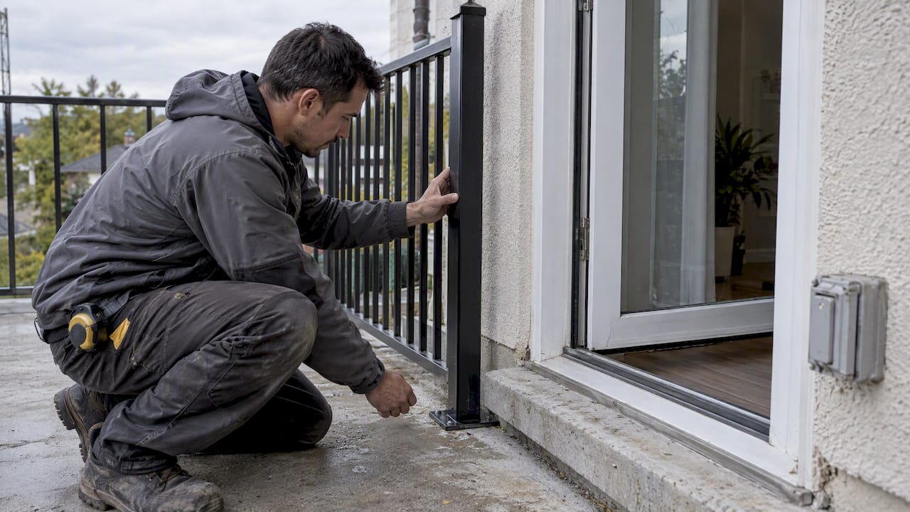 Garde-corps installé à côté d’une porte-fenêtre