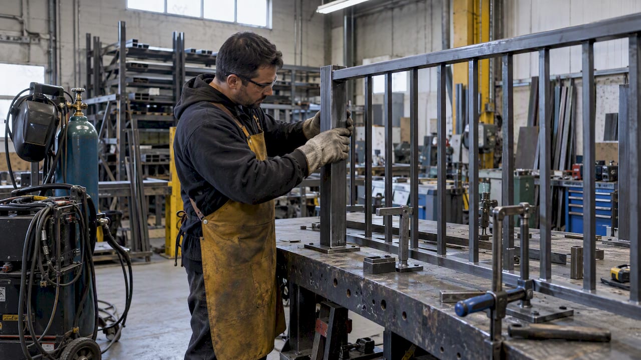 Fabricator fitting custom railing components