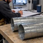 Spiral duct samples beside quote paperwork
