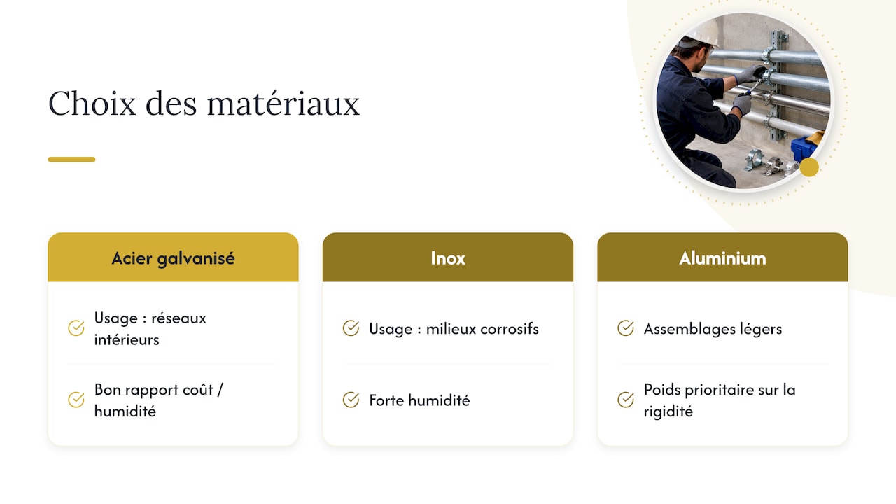 Comparaison des matériaux pour supports de conduits