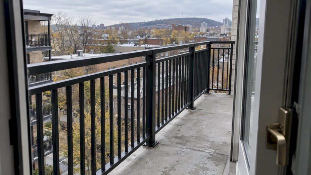 Aluminum guardrail on a Montreal condo balcony