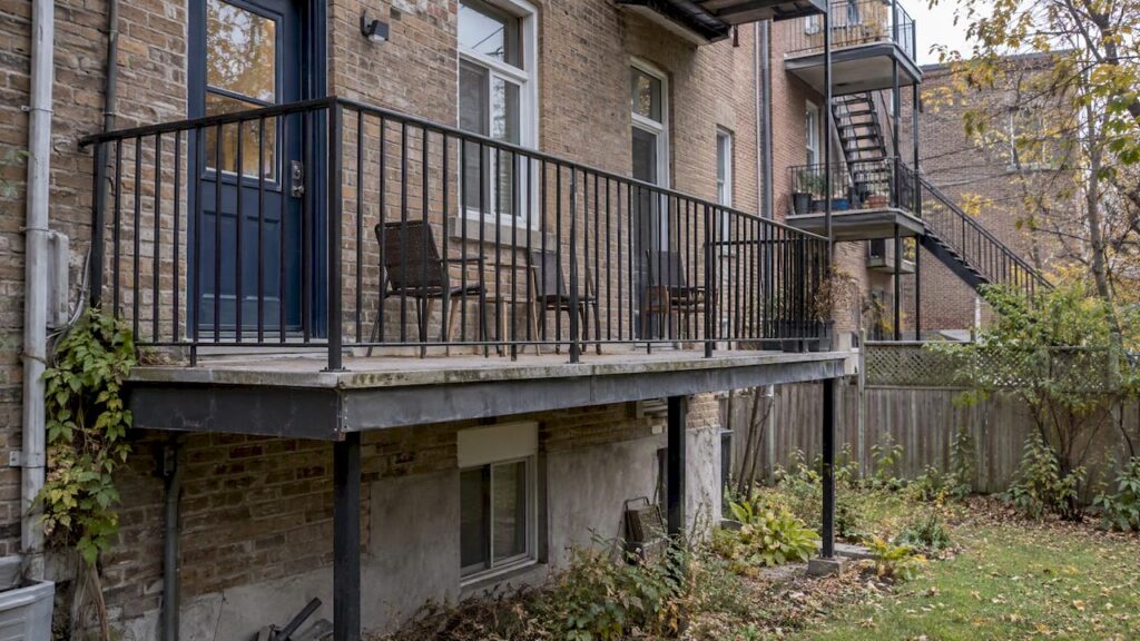 Montréal balcony railing above the yard