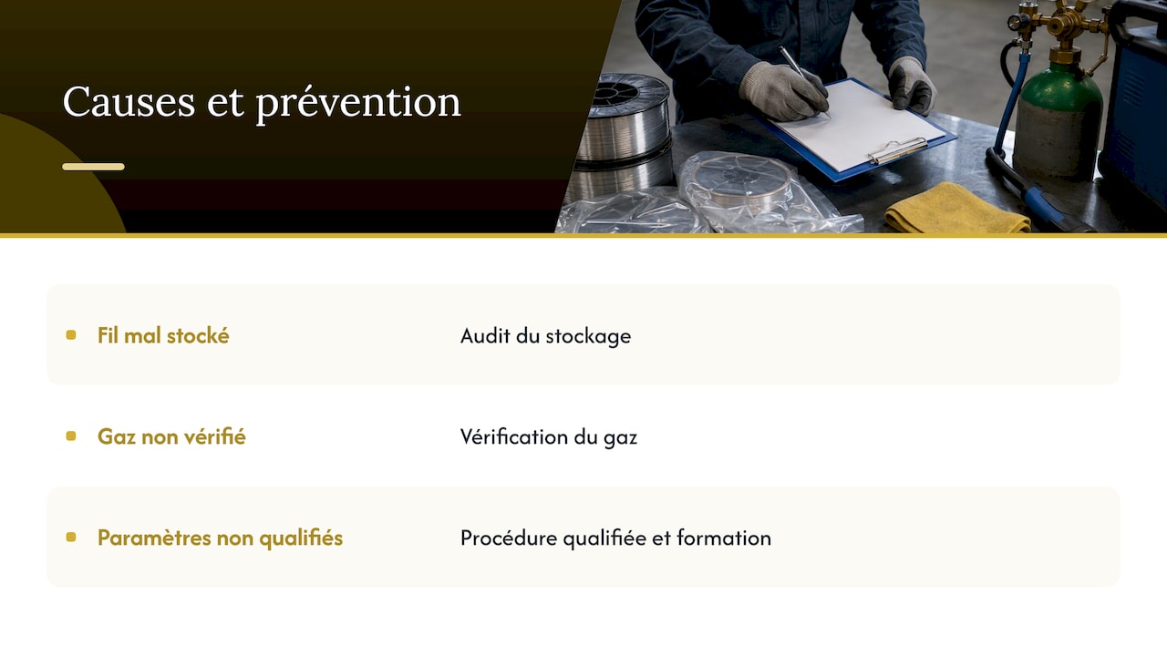 Causes récurrentes et prévention de la porosité