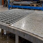 Grating and checker plate panels side by side