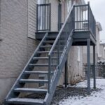 Frost coating an exterior steel stair